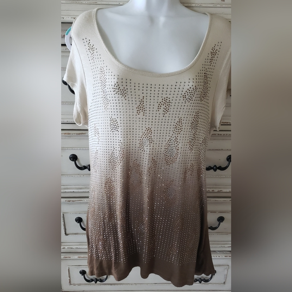 Style and Co embellished t-shirt tunic top sz L